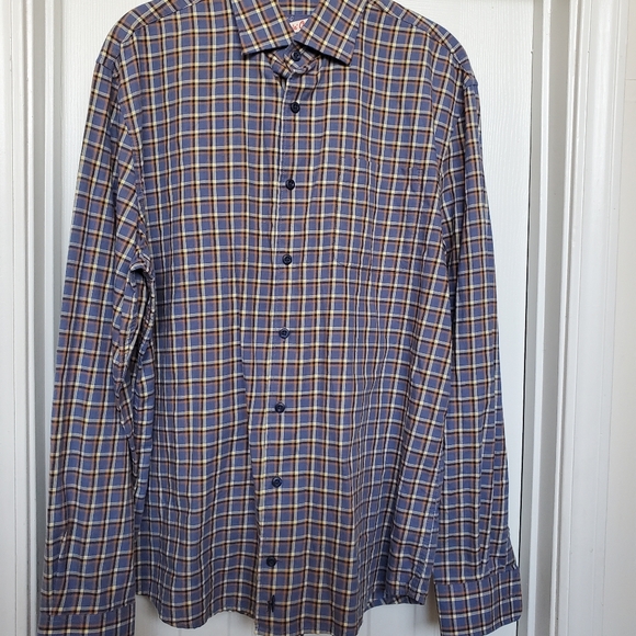 $138 Johnny-O Ajax Hangin Out Button Down Shirt Blue Plaid Men's Size Medium - Picture 4 of 8